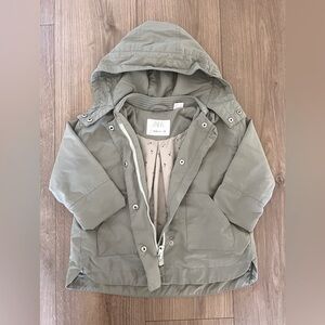 Zara girls 18-24 months sage light rain jacket